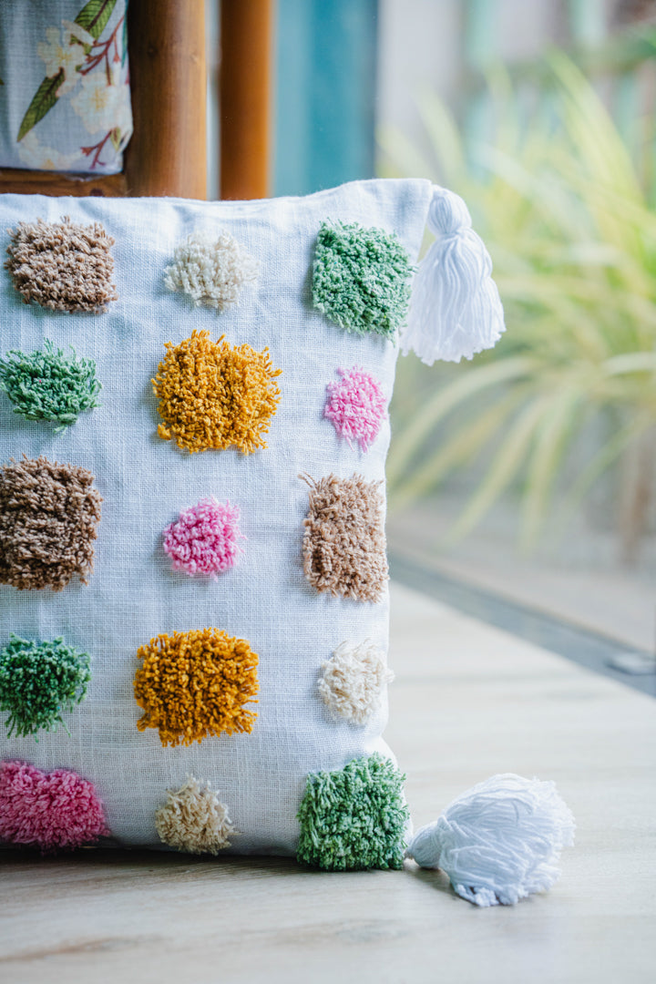 Multicolor Tufted Cushion Cover