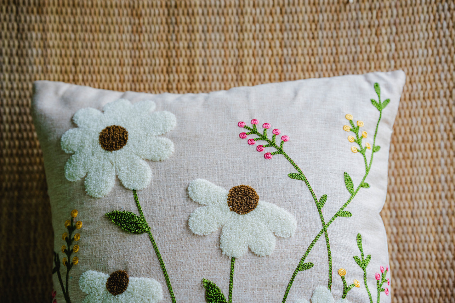 Rust Pink Floral Cushion Cover