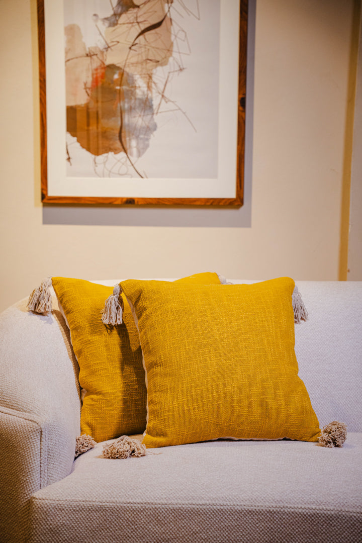 Elegant Yellow Solid Color Cushion Cover