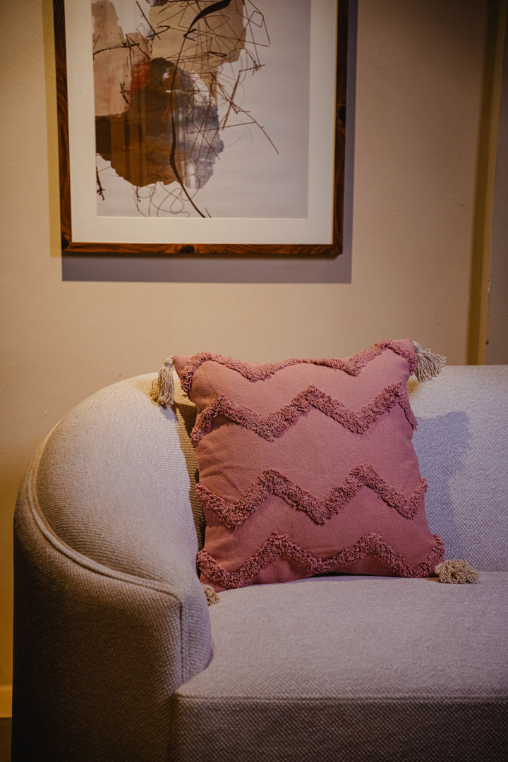 Rose Pink Tufted Cushion Cover