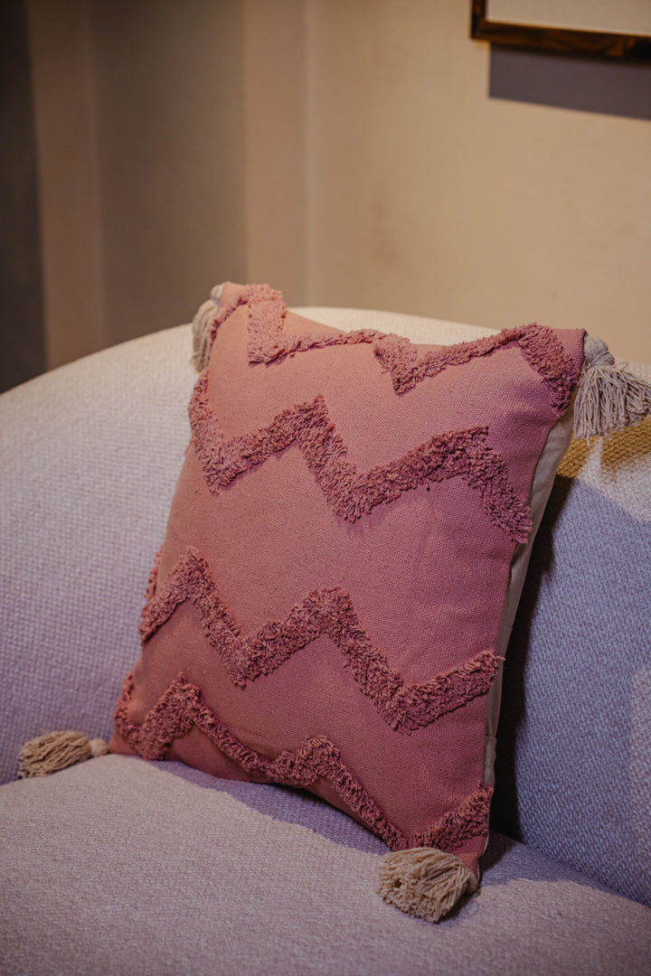 Rose Pink Tufted Cushion Cover