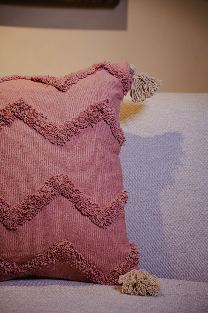 Rose Pink Tufted Cushion Cover