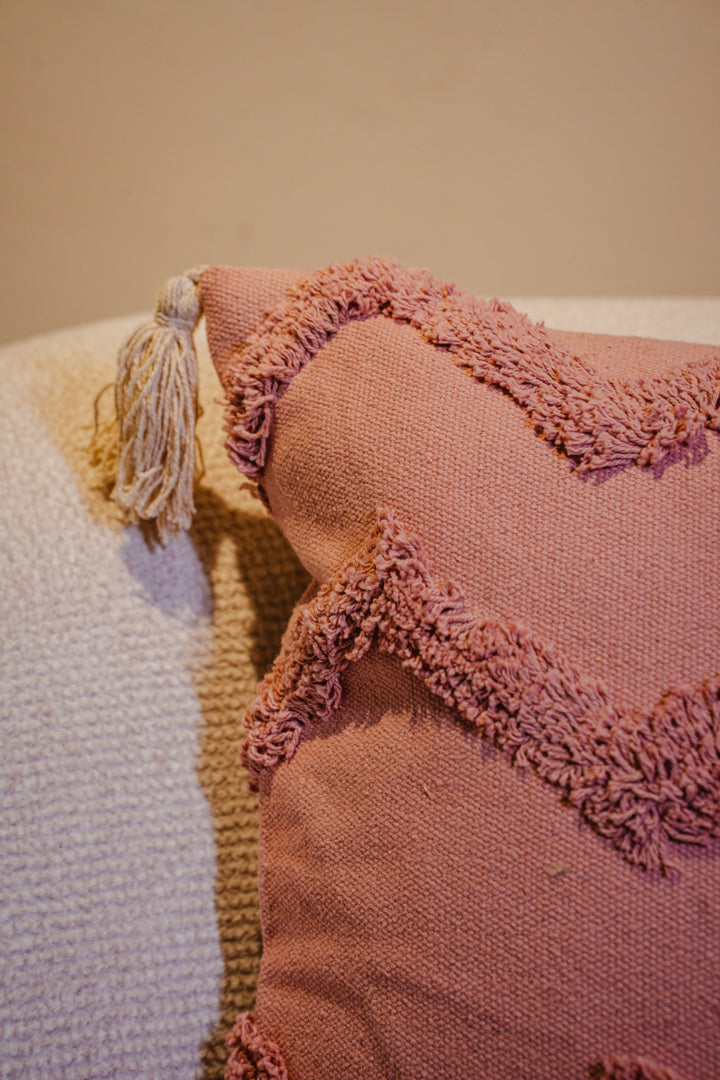 Rose Pink Tufted Cushion Cover
