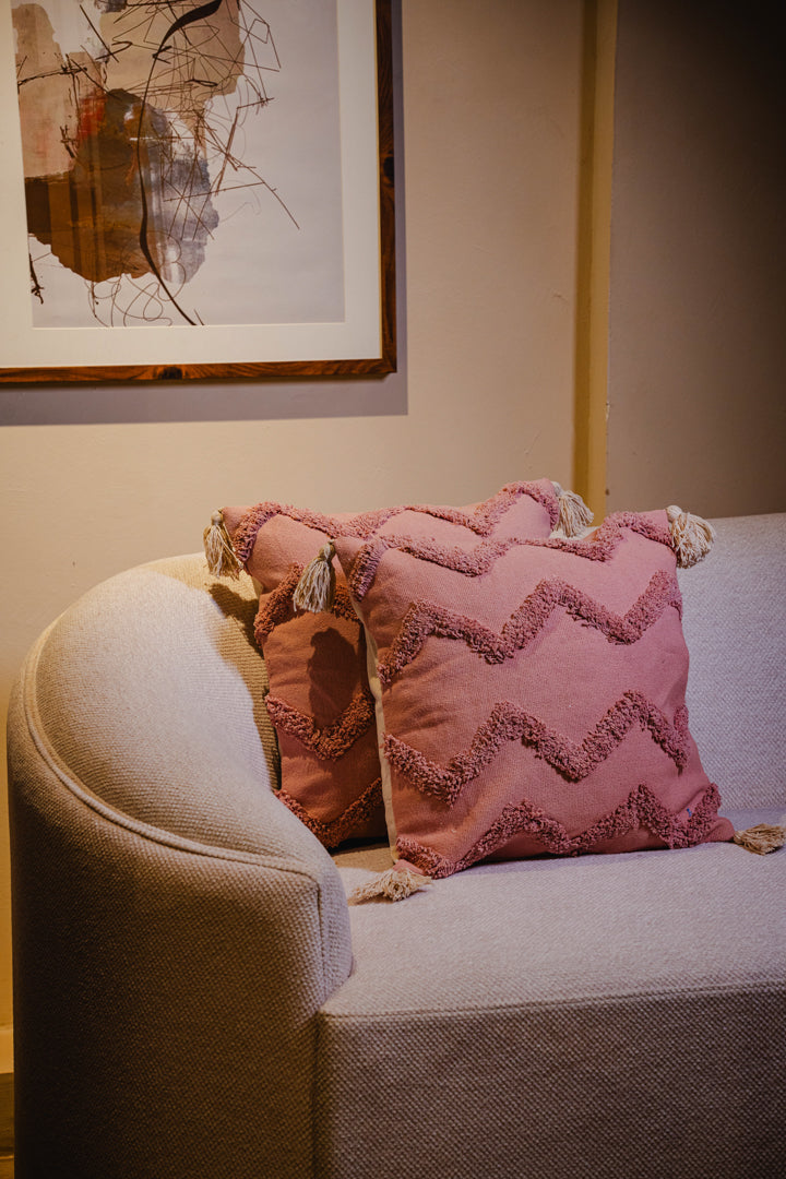 Rose Pink Tufted Cushion Cover