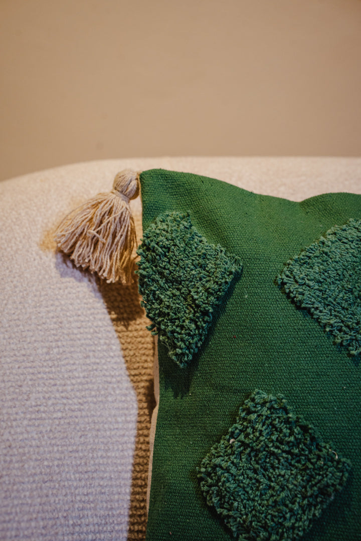 Bohemian Green Tufted Cushion Cover