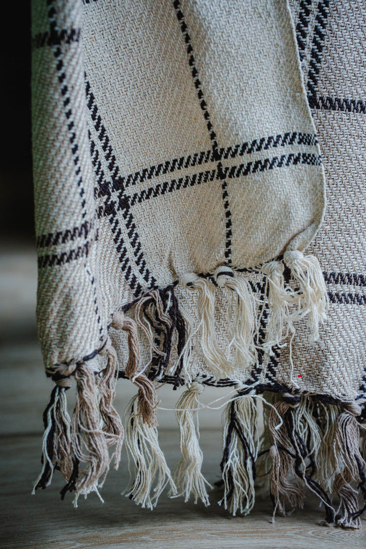 Black/White Check Style Sofa Throw