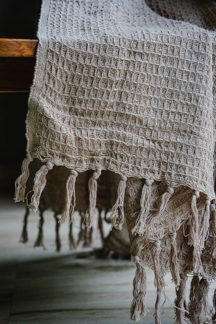 Beige Waffle Style Sofa Throw