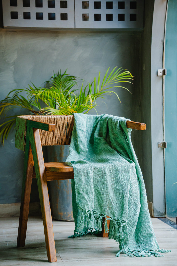 Pastel Green Solid Color Sofa Throw