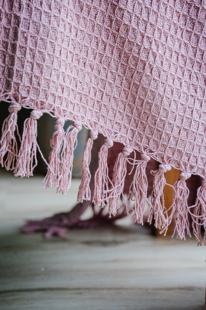 Baby Pink Waffle Style Sofa Throw