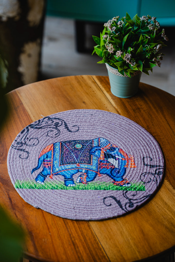 Printed Elephant Round Placemats