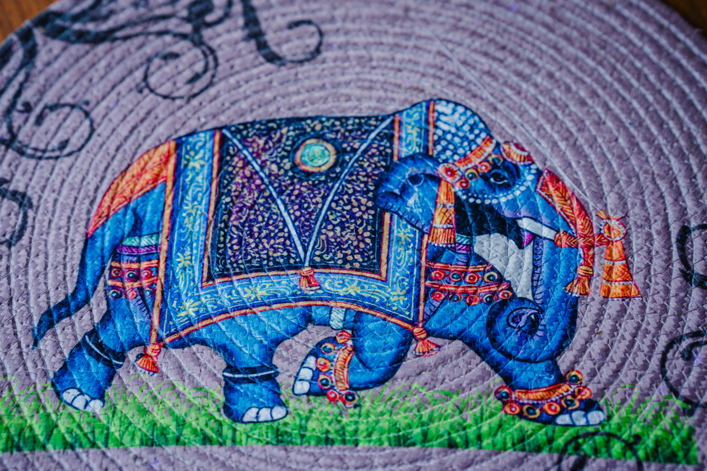 Printed Elephant Round Placemats