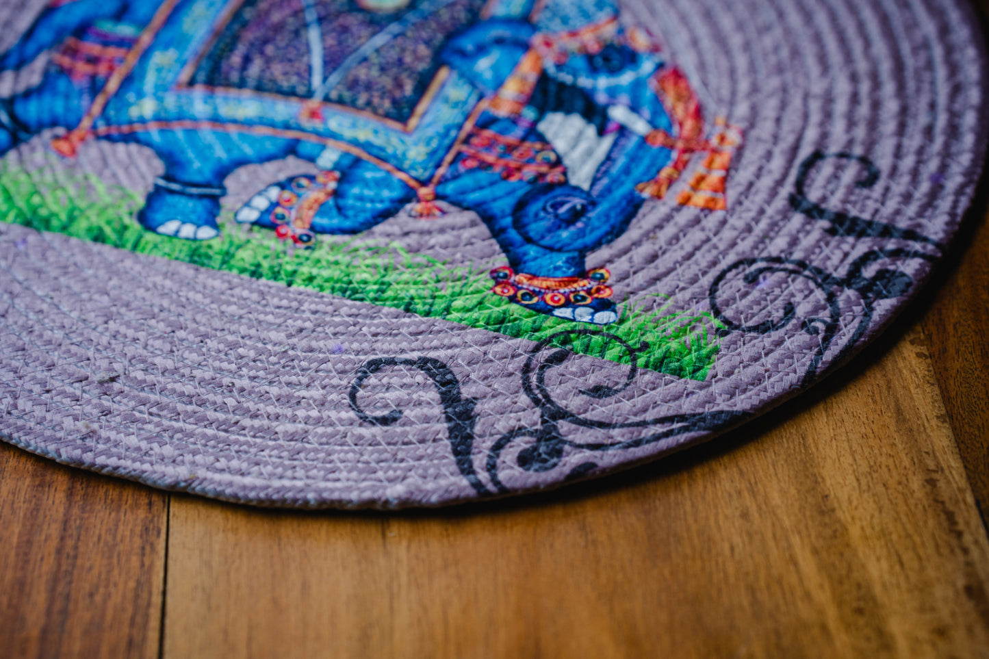 Printed Elephant Round Placemats