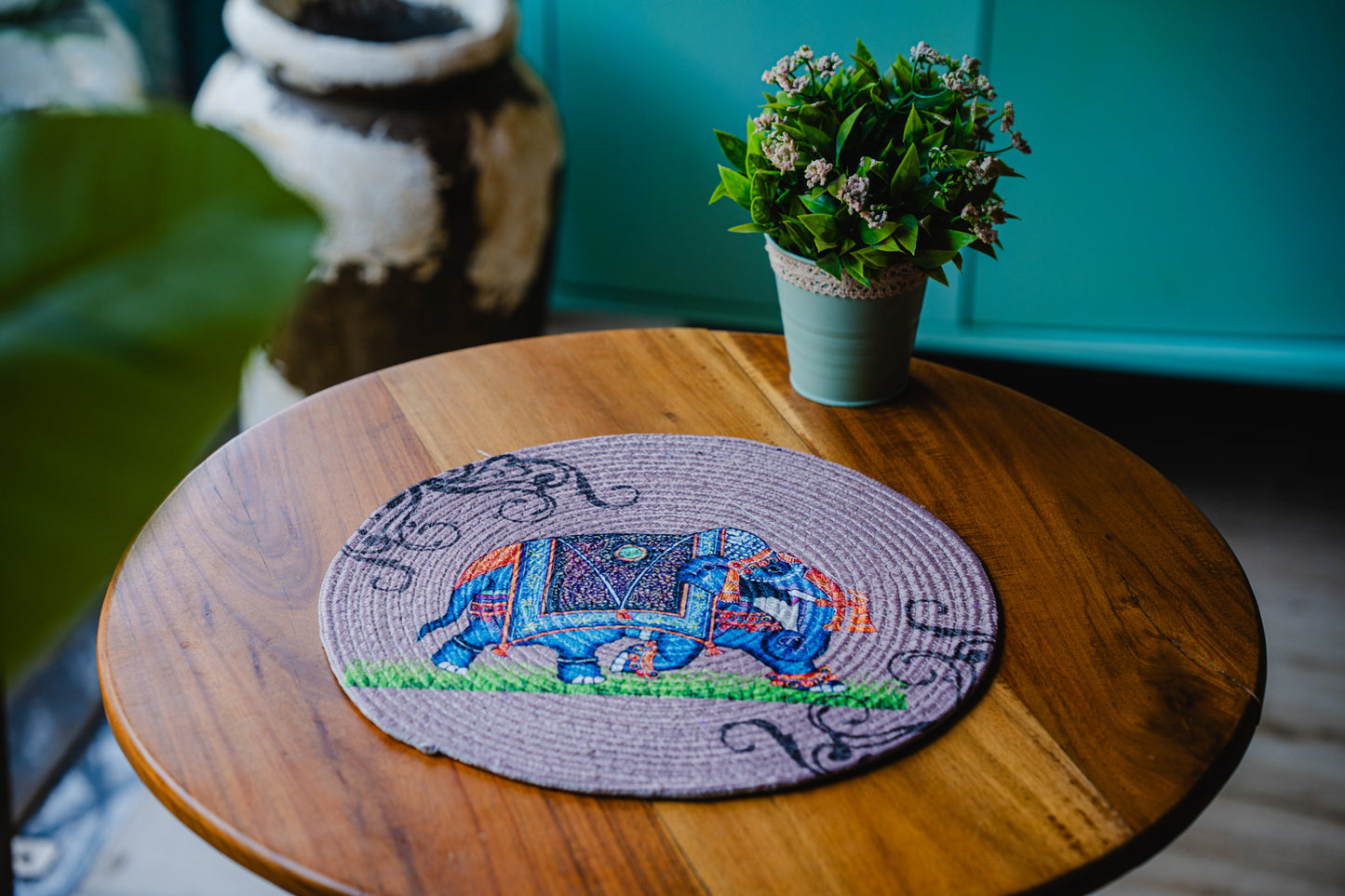 Printed Elephant Round Placemats