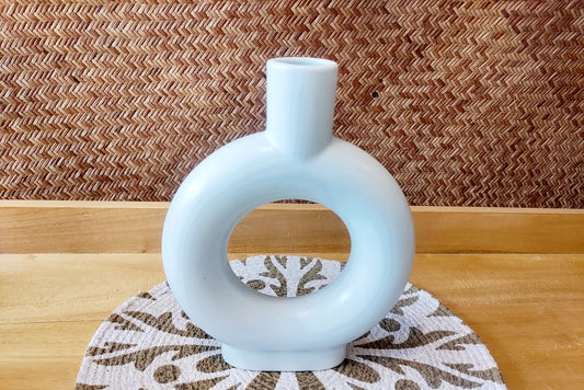 White Donut Ceramic Vase