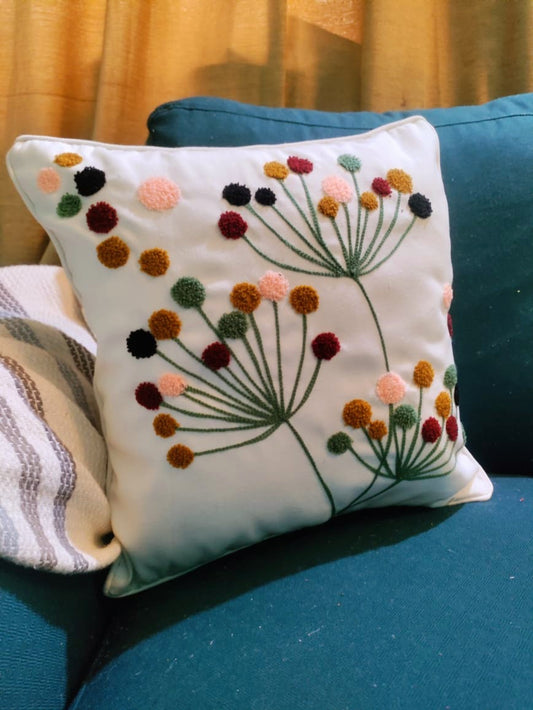 Bohemian Cotton Tufted Floral Cushion Cover