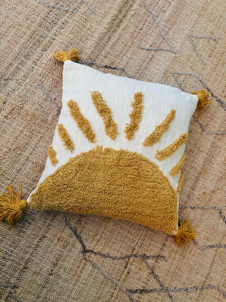 Bohemian Yellow Tufted Cushion Cover