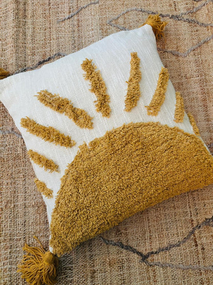 Bohemian Yellow Tufted Cushion Cover