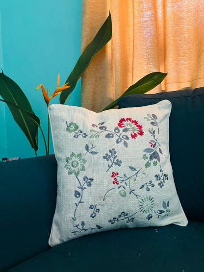 Embroidery Multicolor Floral Cushion Cover