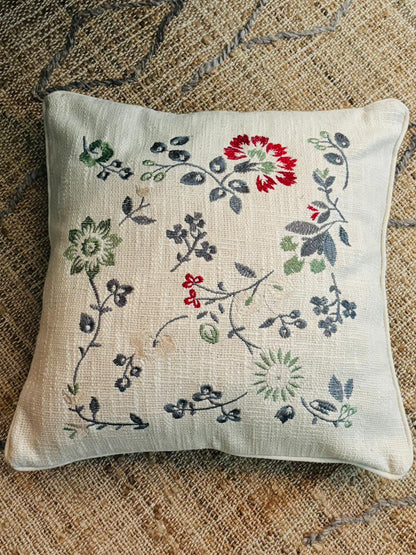 Embroidery Multicolor Floral Cushion Cover