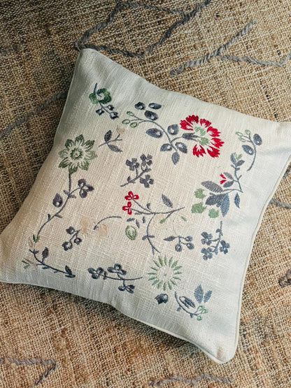 Embroidery Multicolor Floral Cushion Cover