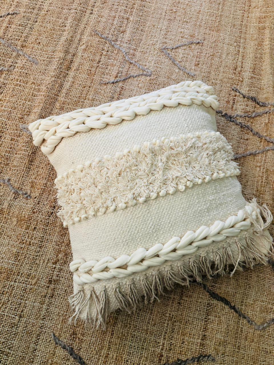 Bohemian Style Handmade Natural/White Cushion Cover