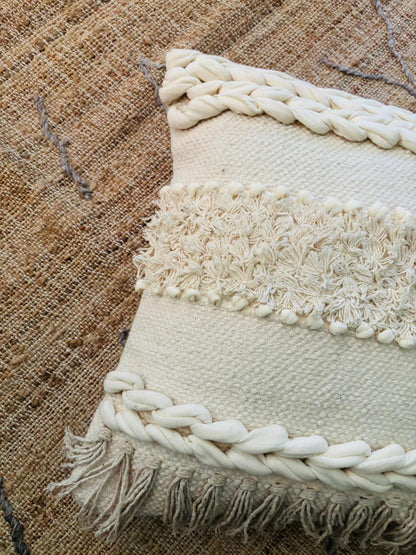 Bohemian Style Handmade Natural/White Cushion Cover