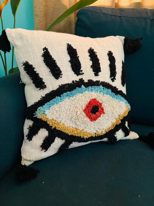 Evil Eye Tufted Handmade Cushion Cover