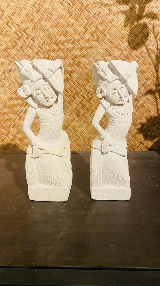 Hand Carved Limestone Sculpture Set of 2