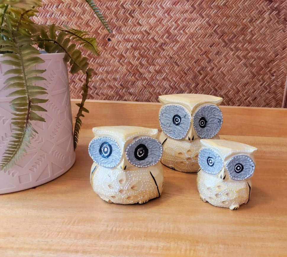 Owl Set of Three Yellow Set of 3