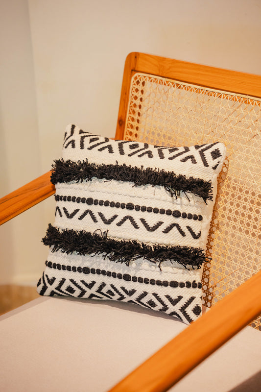 Bohemian Abstract Style Black/White Cushion Cover