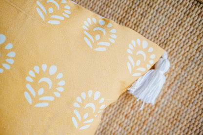Yellow Floral Printed Cushion Cover