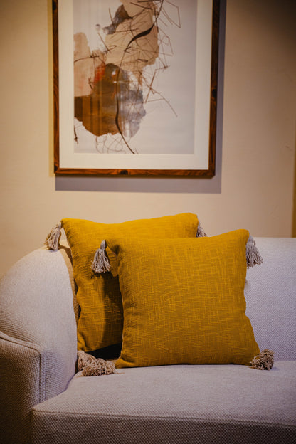 Elegant Yellow Solid Color Cushion Cover