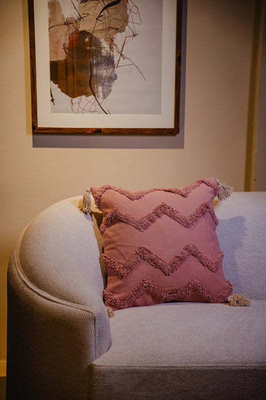 Rose Pink Tufted Cushion Cover