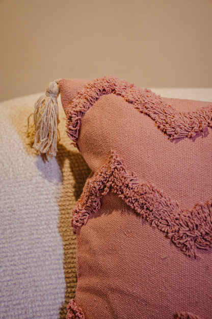 Rose Pink Tufted Cushion Cover