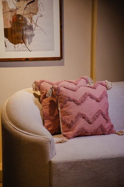 Rose Pink Tufted Cushion Cover