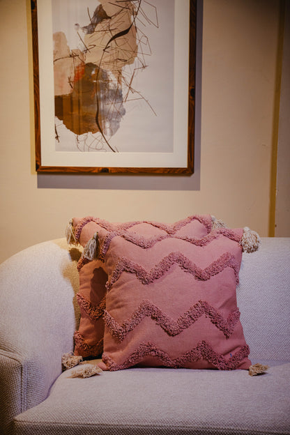 Rose Pink Tufted Cushion Cover