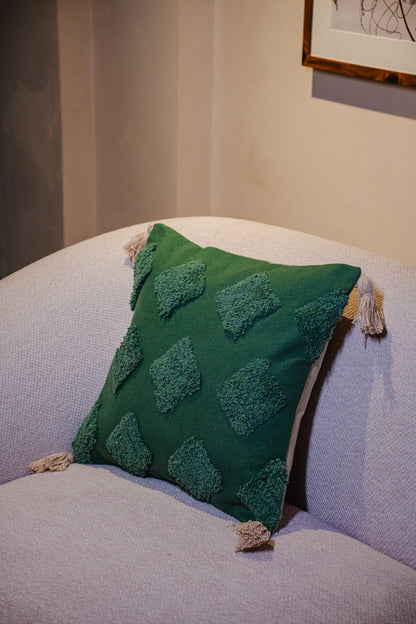 Bohemian Green Tufted Cushion Cover