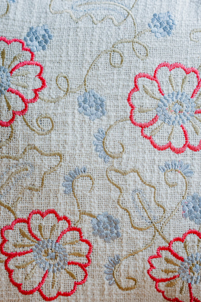 Pink/Blue Floral Embroidery Cushion Cover