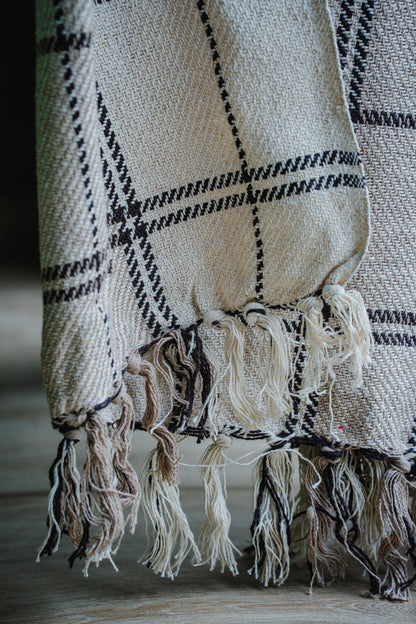 Black/White Check Style Sofa Throw