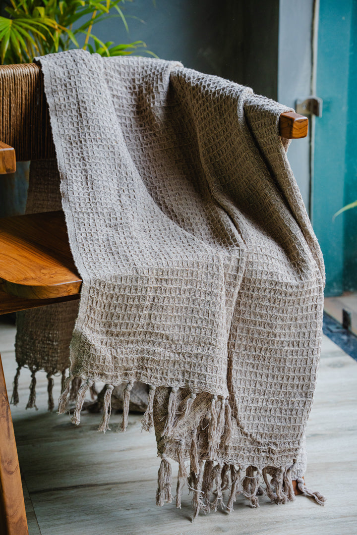 Beige Waffle Style Sofa Throw