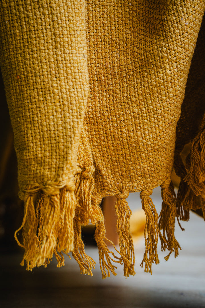 Yellow Knotted Style Sofa Throw