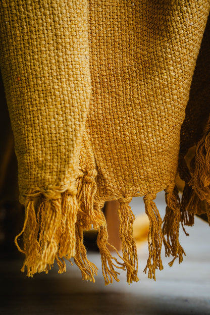 Yellow Knotted Style Sofa Throw
