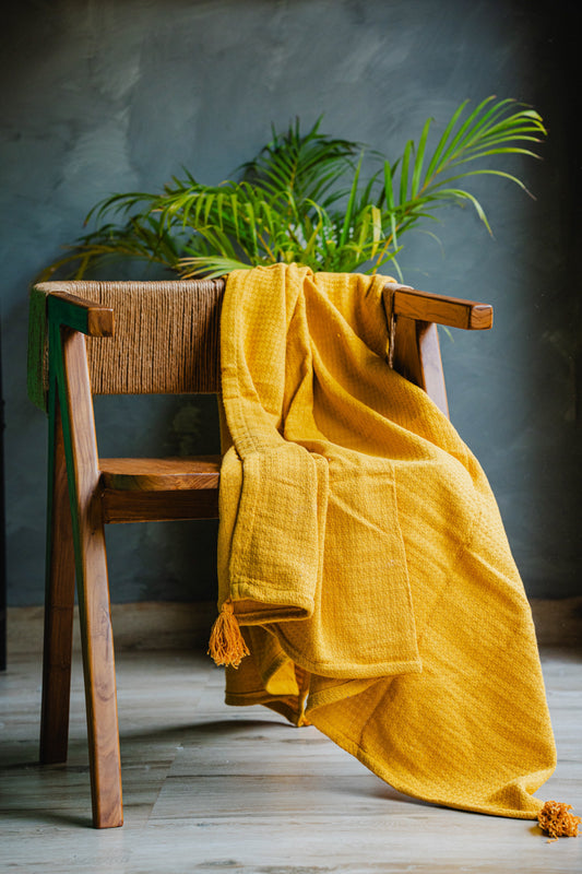 Bright Yellow Solid Color Sofa Throw