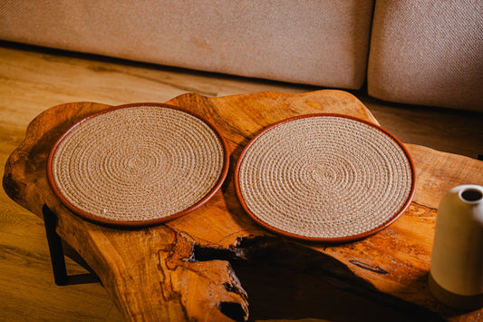 Jute Round Placemat with Brown Edge