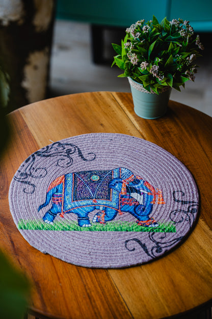 Printed Elephant Round Placemats