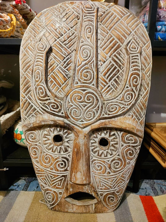 Wooden African Style Face Mask Large
