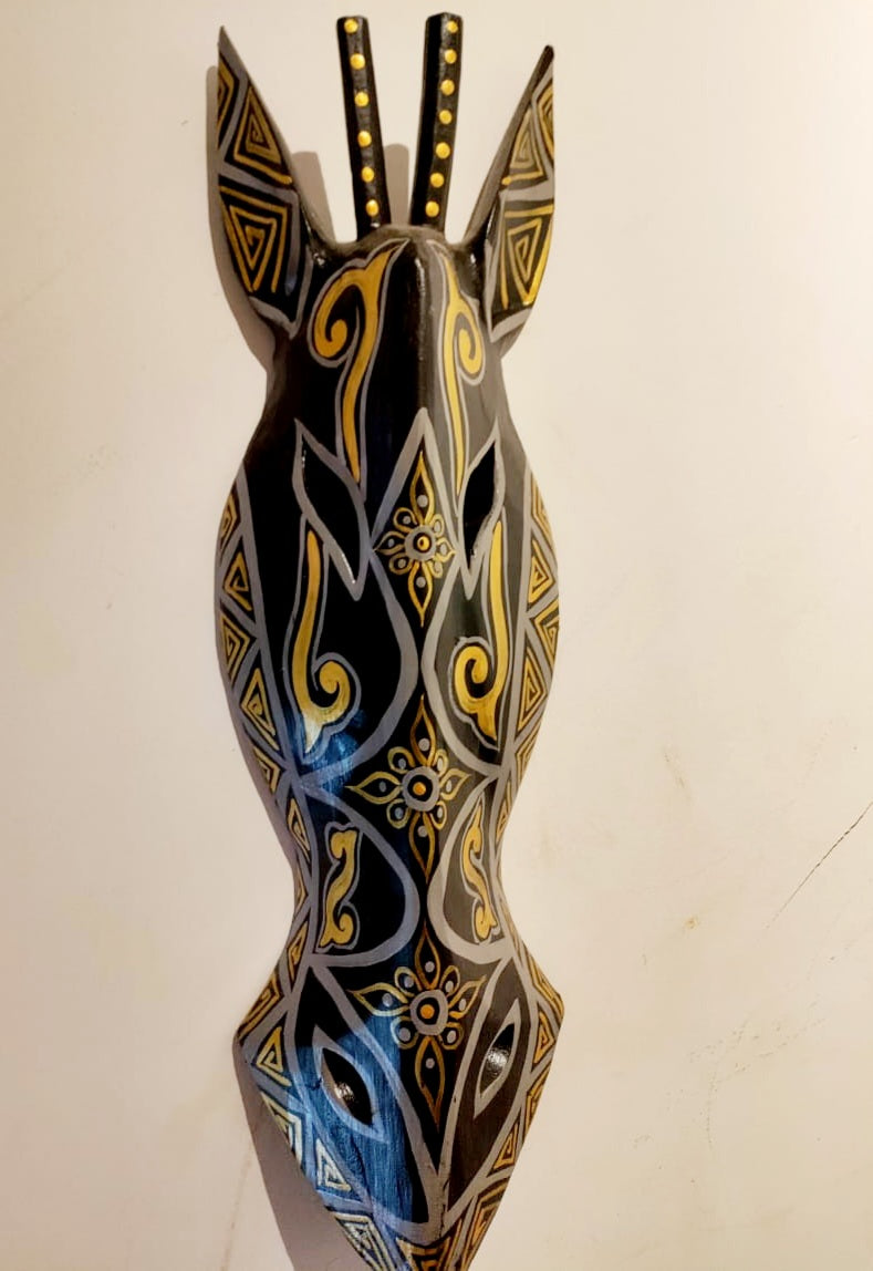 Wooden Black Color Giraffe Mask
