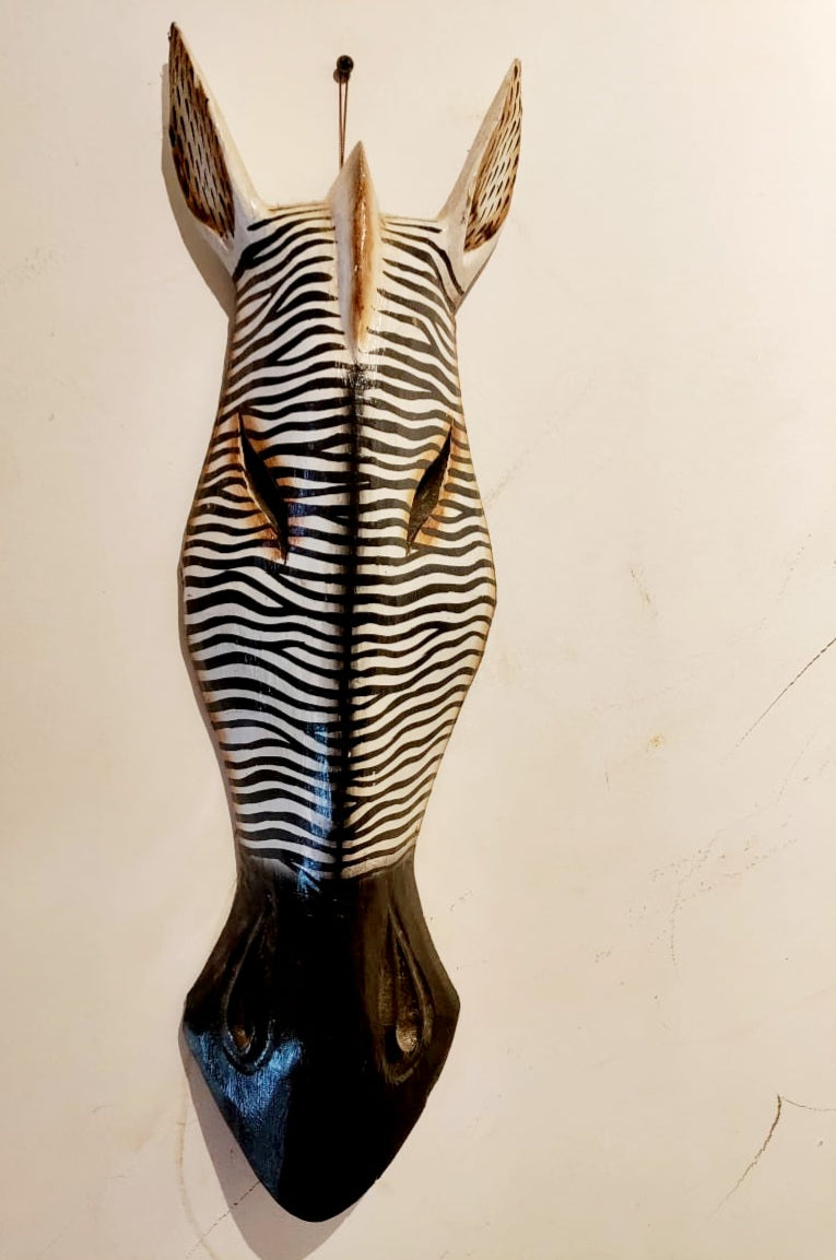 Wooden Zebra Stribe Mask